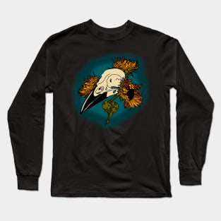 Sunflowers and crow skull Long Sleeve T-Shirt